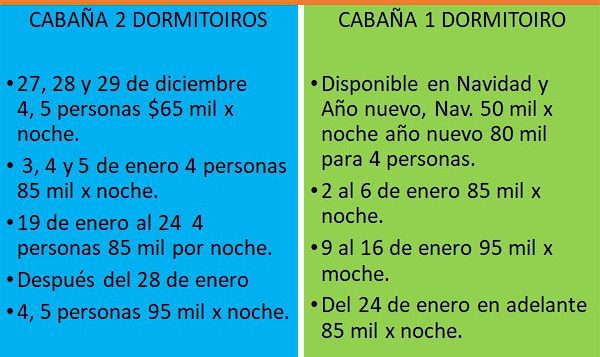 Tarifas de Catalina Cabaas