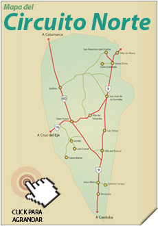 Mapa del Circuito Norte - Imagen: Turismocordoba.com.ar