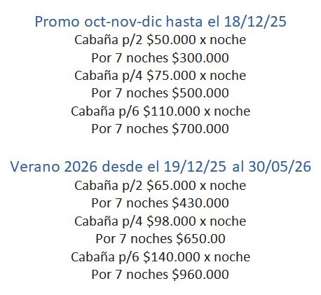 Tarifas de Ro de Arena