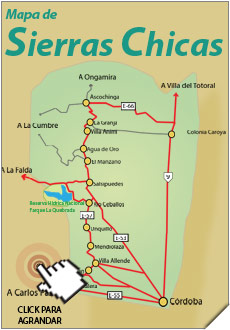 Mapa de Sierras Chicas - Imagen: Turismocordoba.com.ar